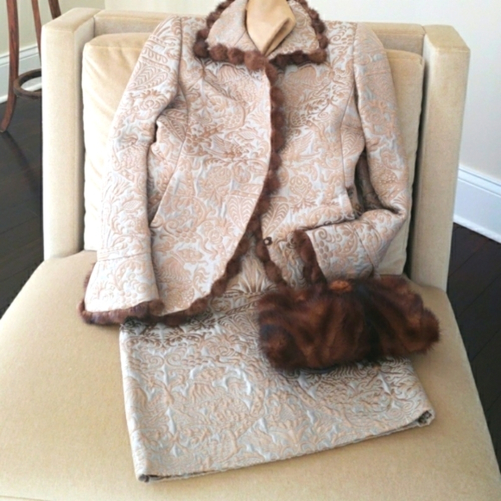 🔥HP🔥NWOT Quadrille Couture 3 pc silk jacket/ skirt suit set, Sz 6/8